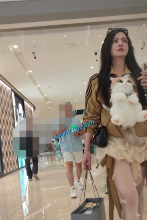 XM539黄色连衣裙白色带蝴蝶结丝袜美女，性感丁字裤